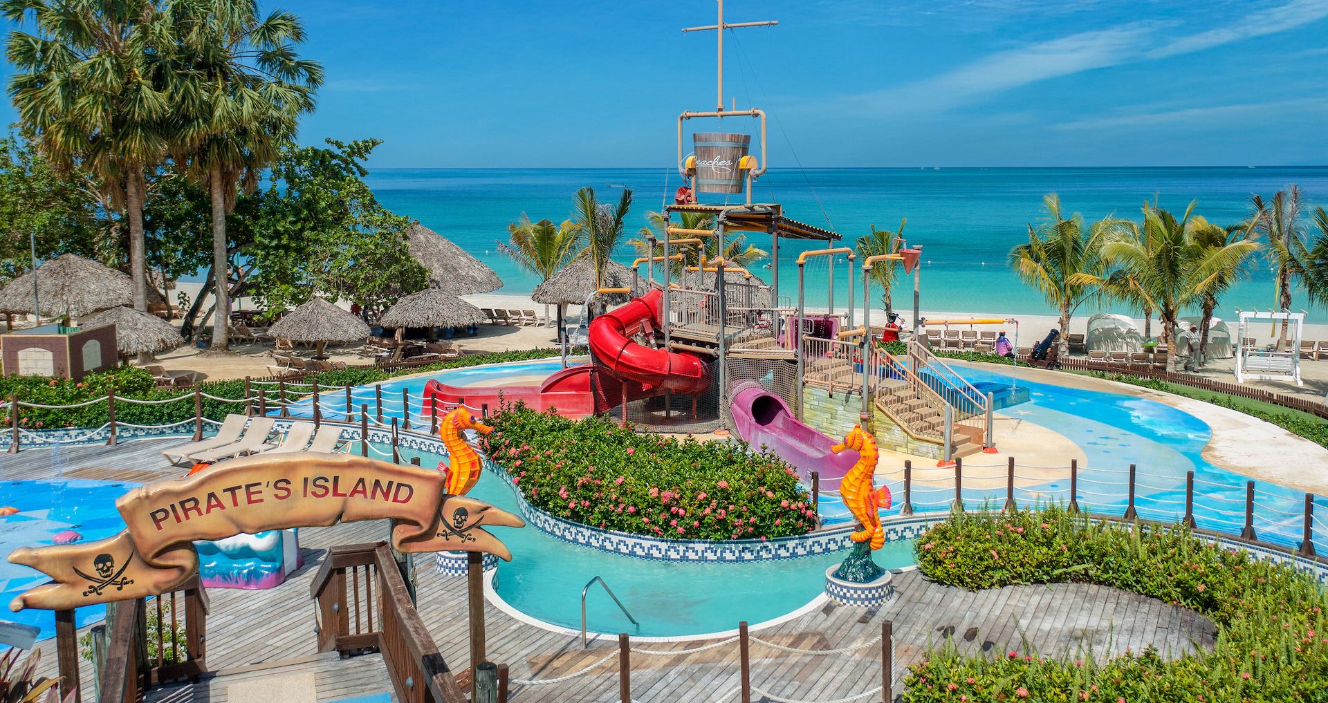 Pirate Island, the kids' pool and splash park at Beaches Negril