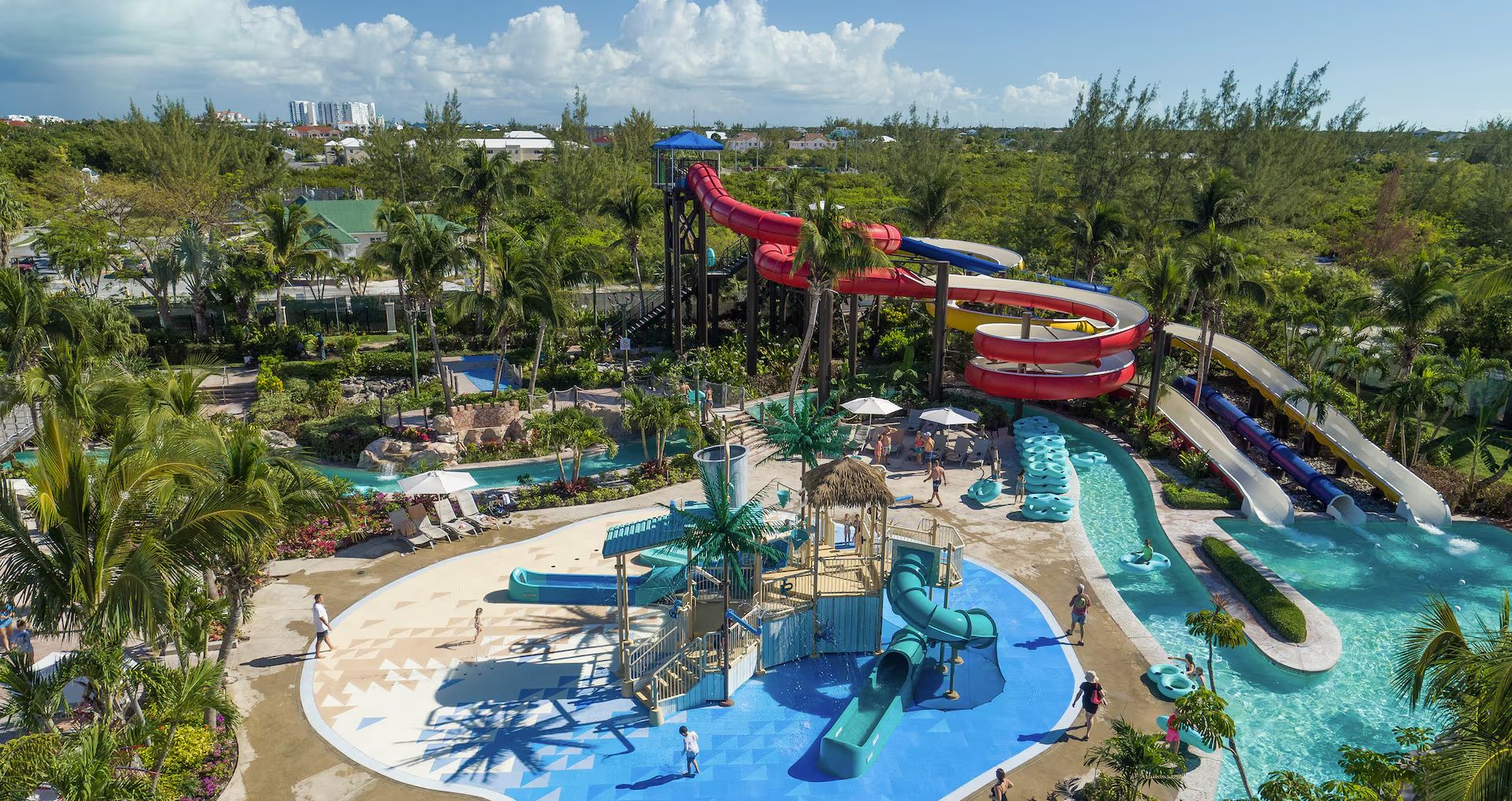 The waterpark and slides at Beaches Turks & Caicos, from above