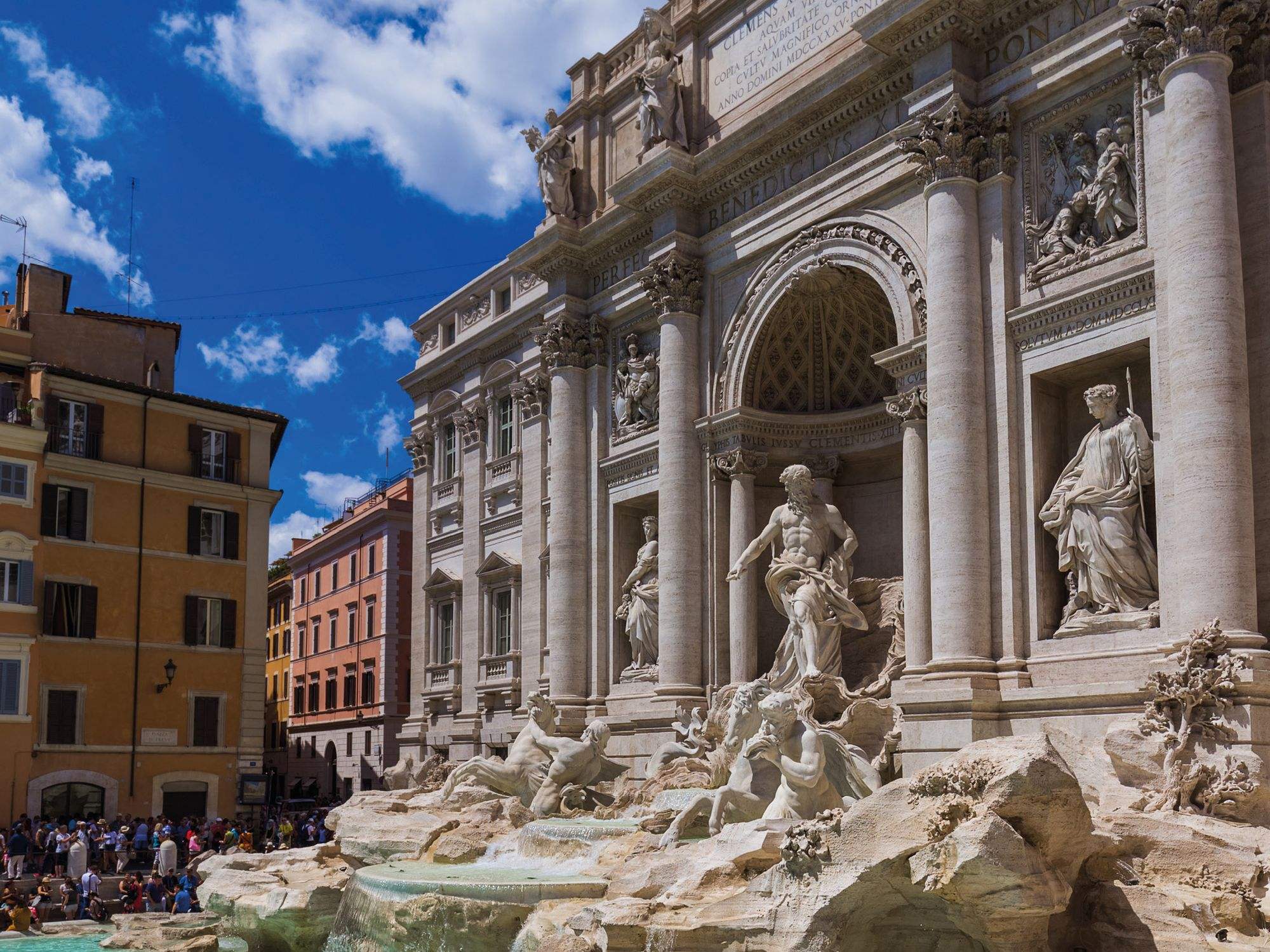 The Trevi Fountain in Rome on a sunny day