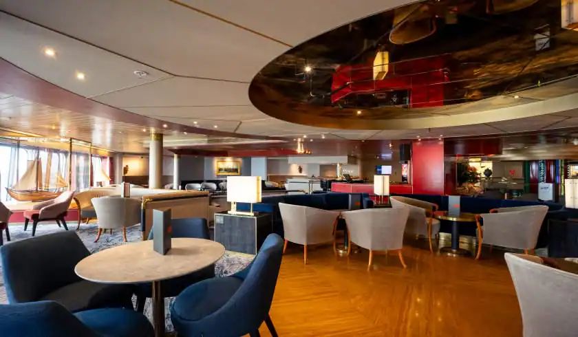 The Ocean Bar, with lounge chairs and a curved ceiling