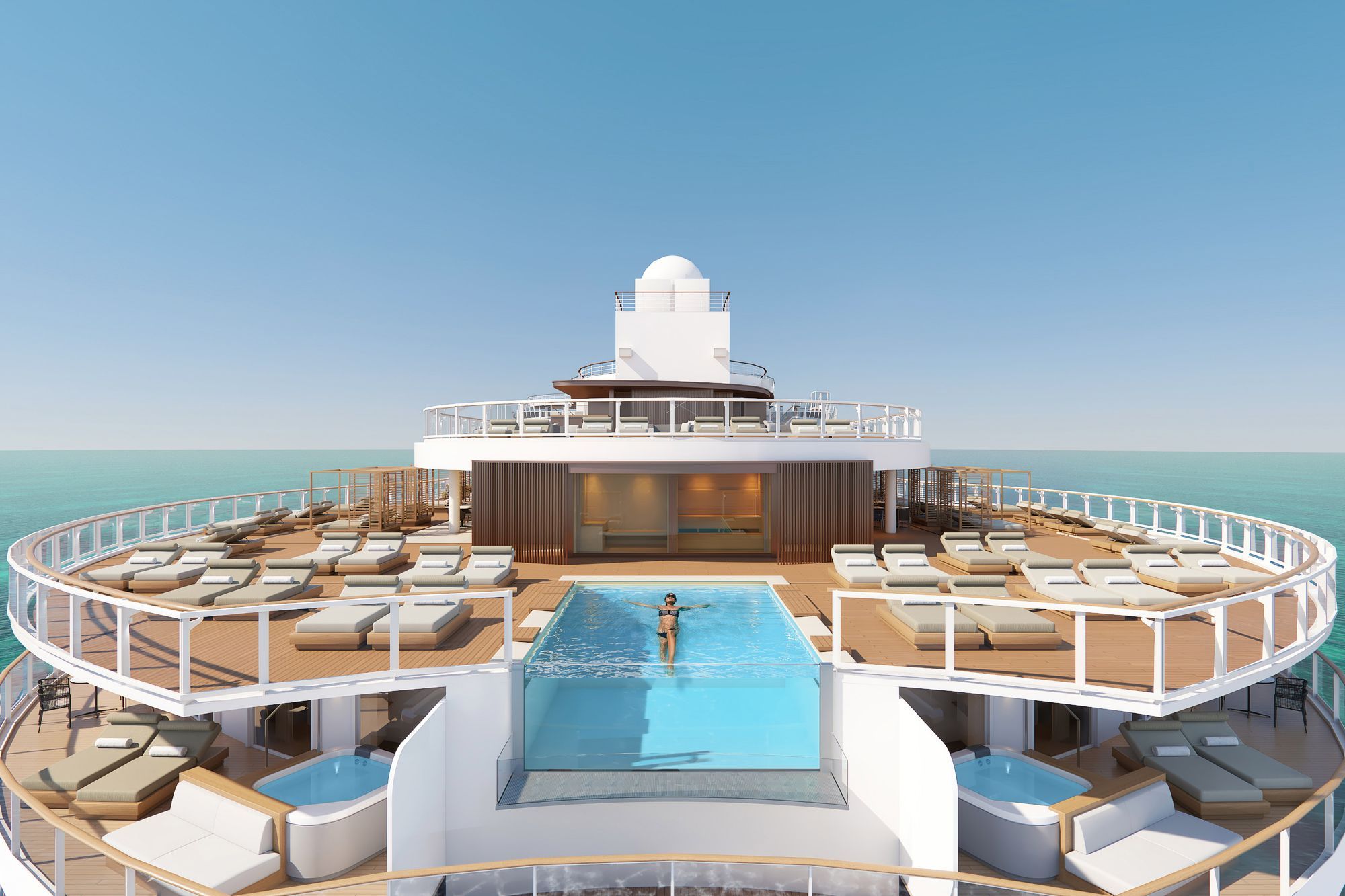 The Haven sundeck, with a private pool and loungers