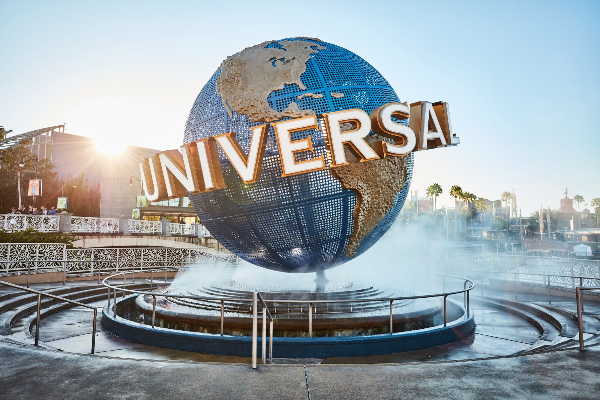 The Universal globe fountain at Universal Studios Florida